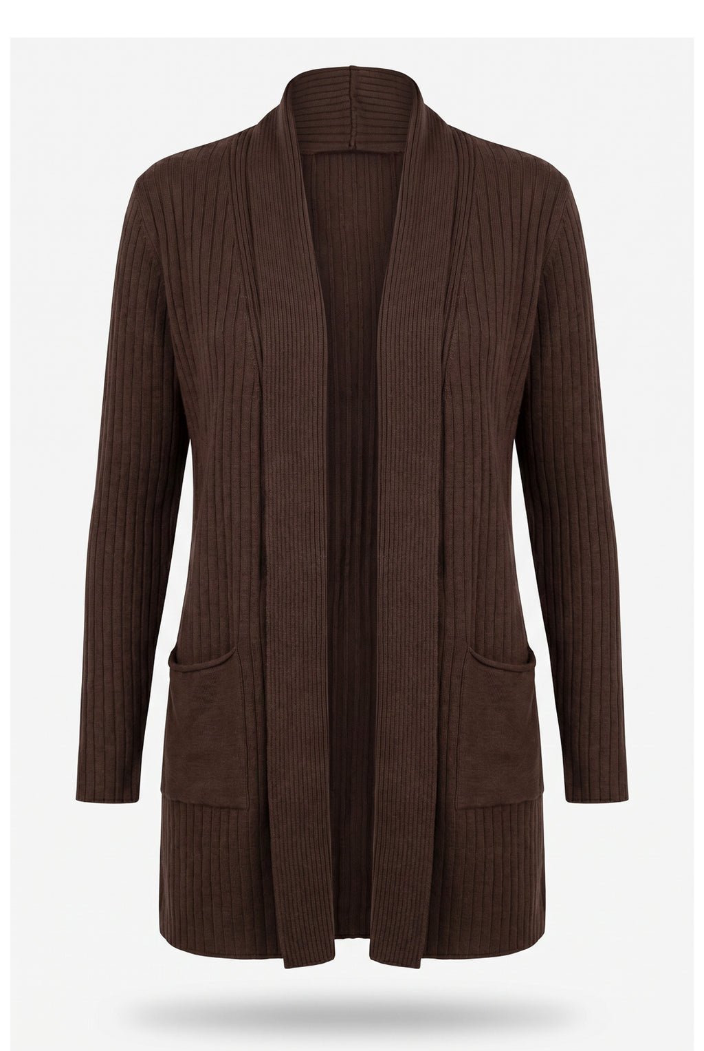 Cardigan  feminino longo de malha com bolsos 61283