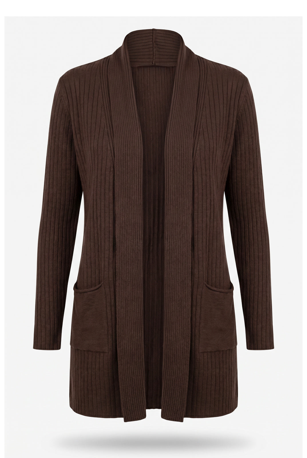 Cardigan  feminino longo de malha com bolsos 61283