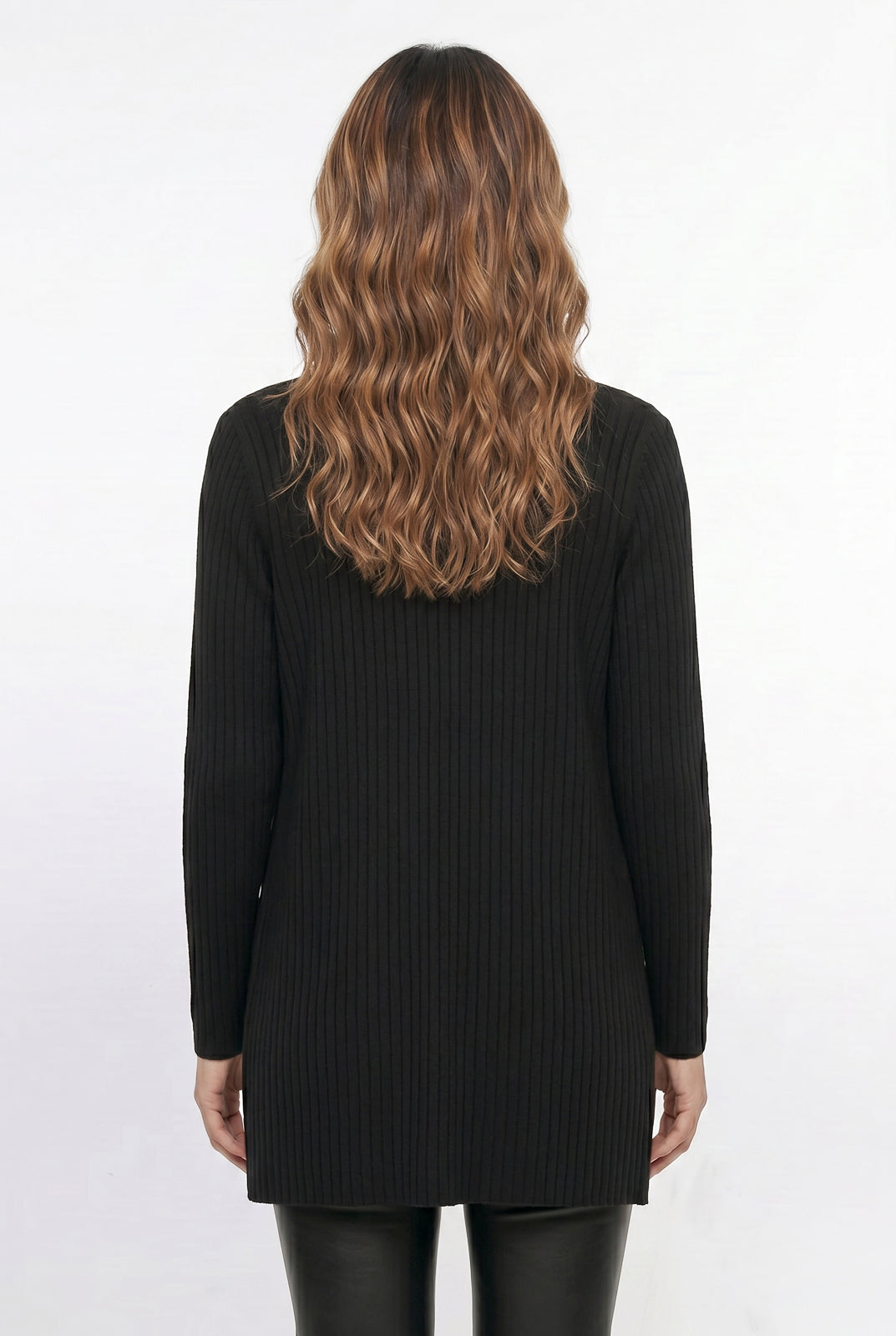 Cardigan  feminino longo de malha com bolsos 61283