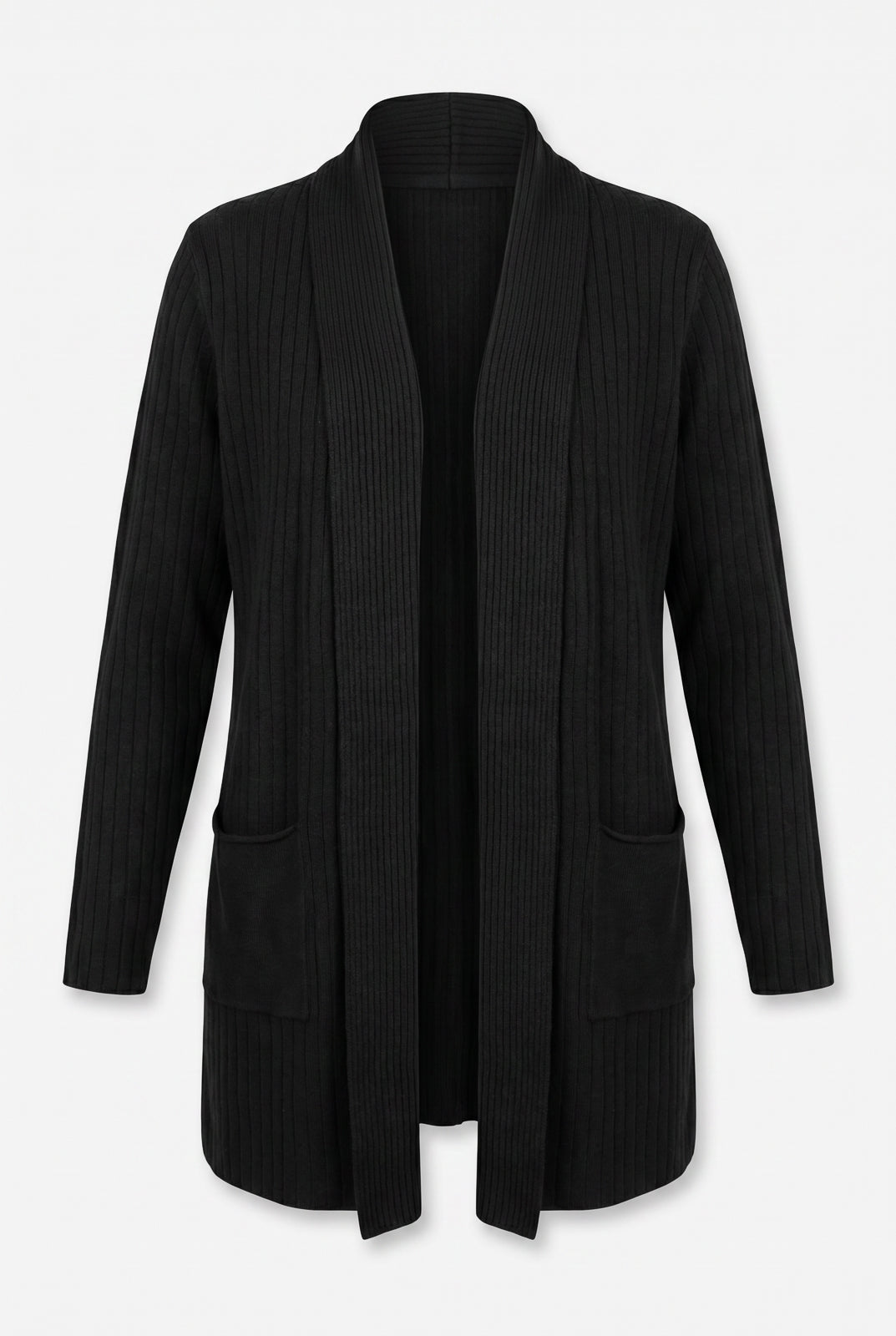 Cardigan  feminino longo de malha com bolsos 61283