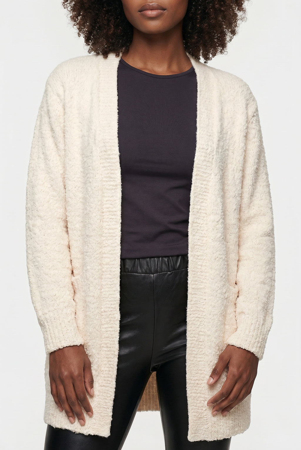Cardigan longo feminino tricot com bolso 61290