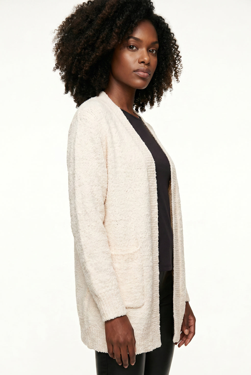 Cardigan longo feminino tricot com bolso 61290
