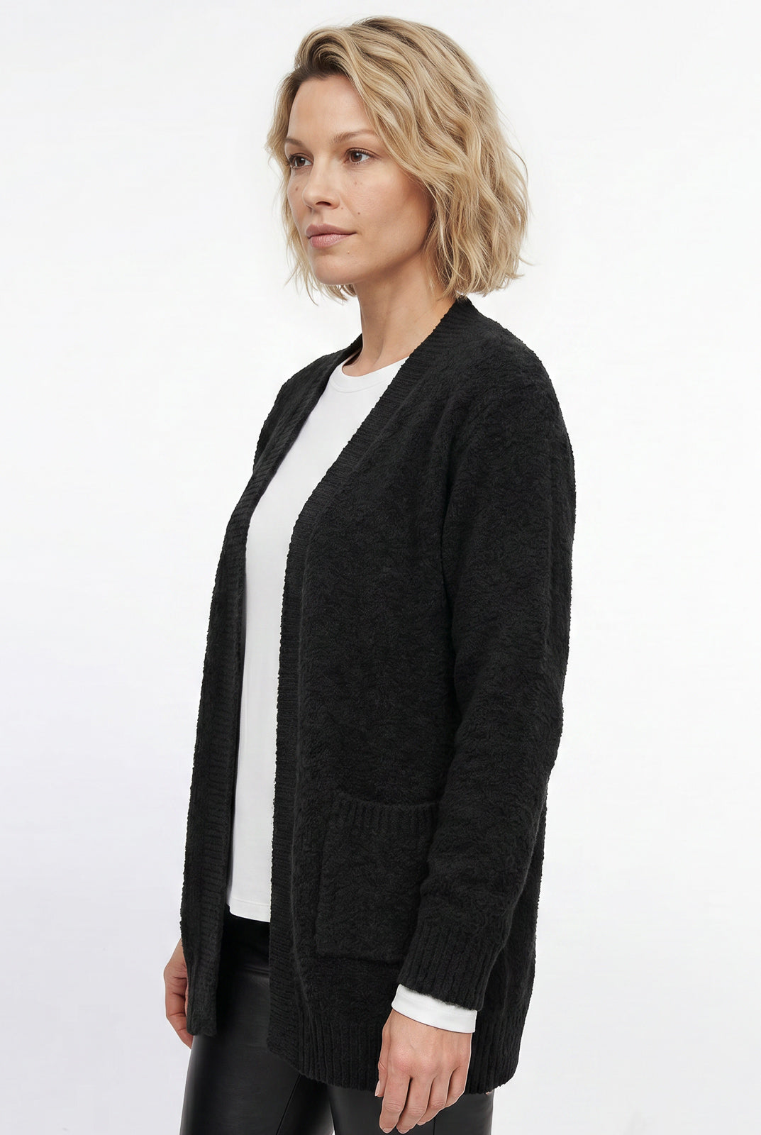 Cardigan longo feminino tricot com bolso 61290