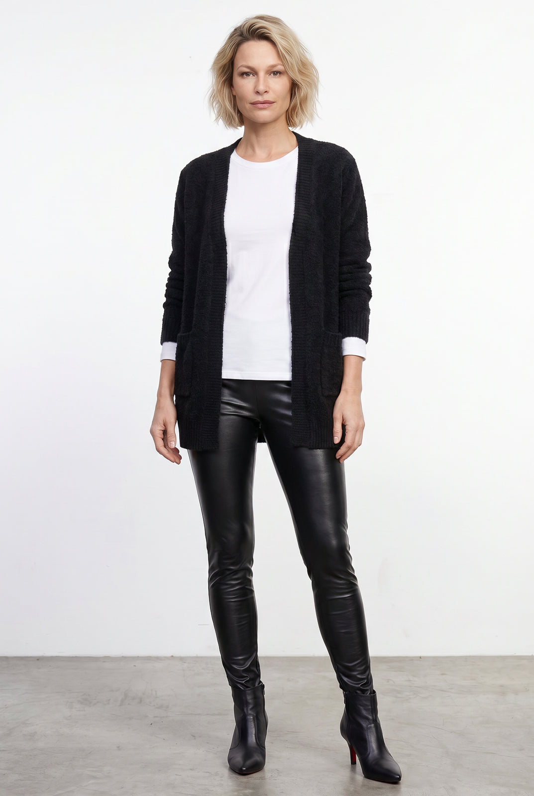 Cardigan longo feminino tricot com bolso 61290