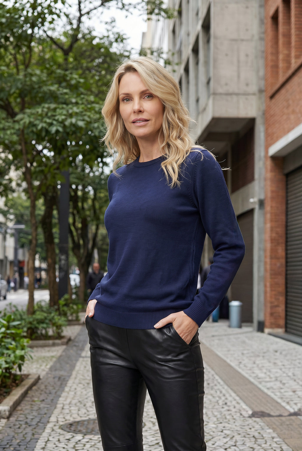 Blusa feminina malha básica gola redonda 61319