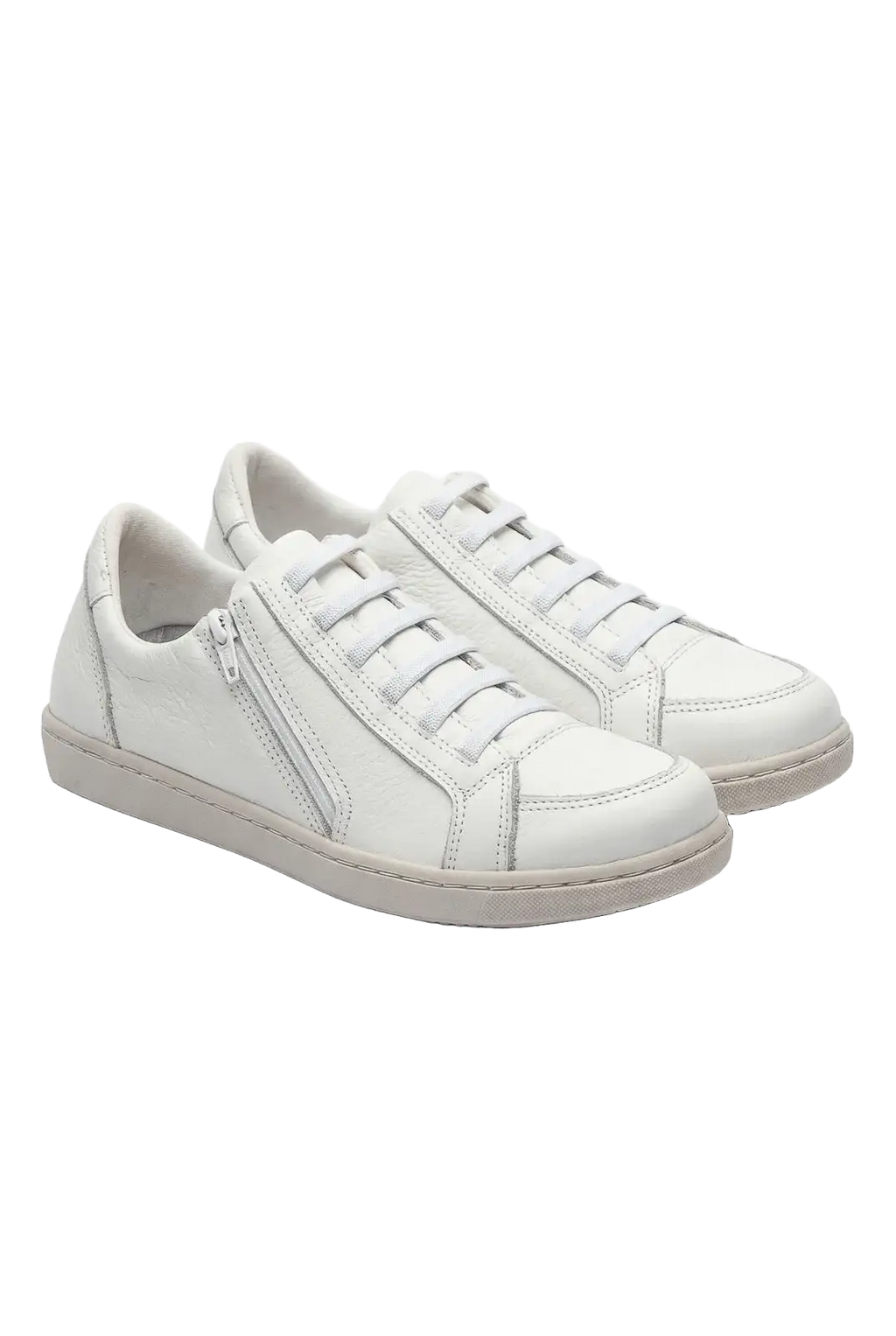 Tênis feminino em couro com elástico e zíper 0203 - Enluaze