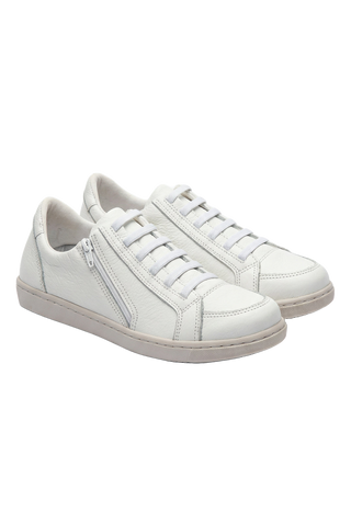 Tênis feminino em couro com elástico e zíper 0203