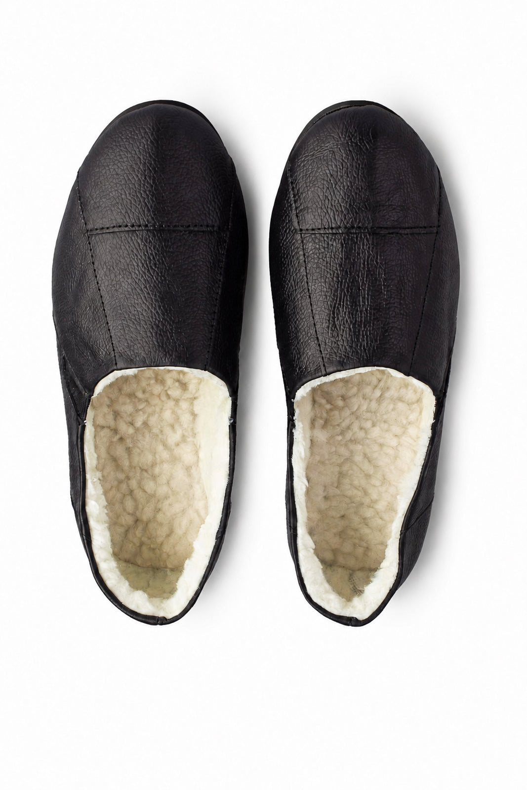 Sapatilha pantufa em couro unissex forrada com pelo 6103