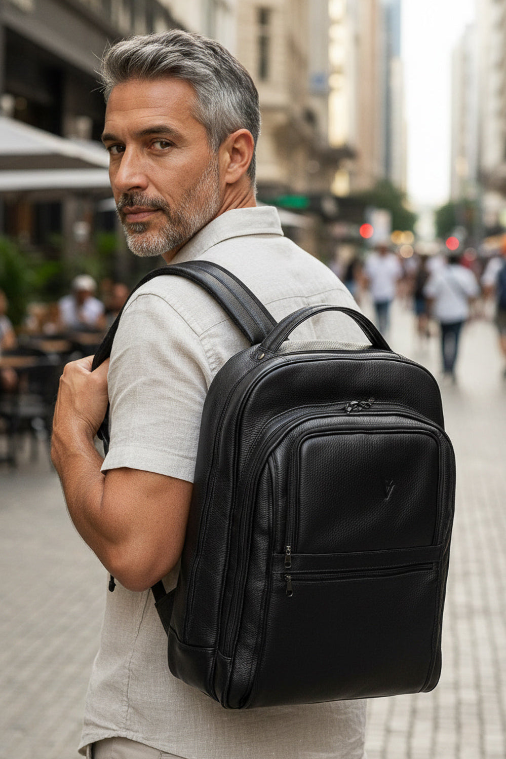 Mochila masculina de couro floater para notebook 17" Arthur