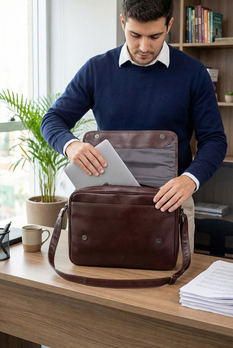 Pasta carteiro para notebook em couro italiano Cassio