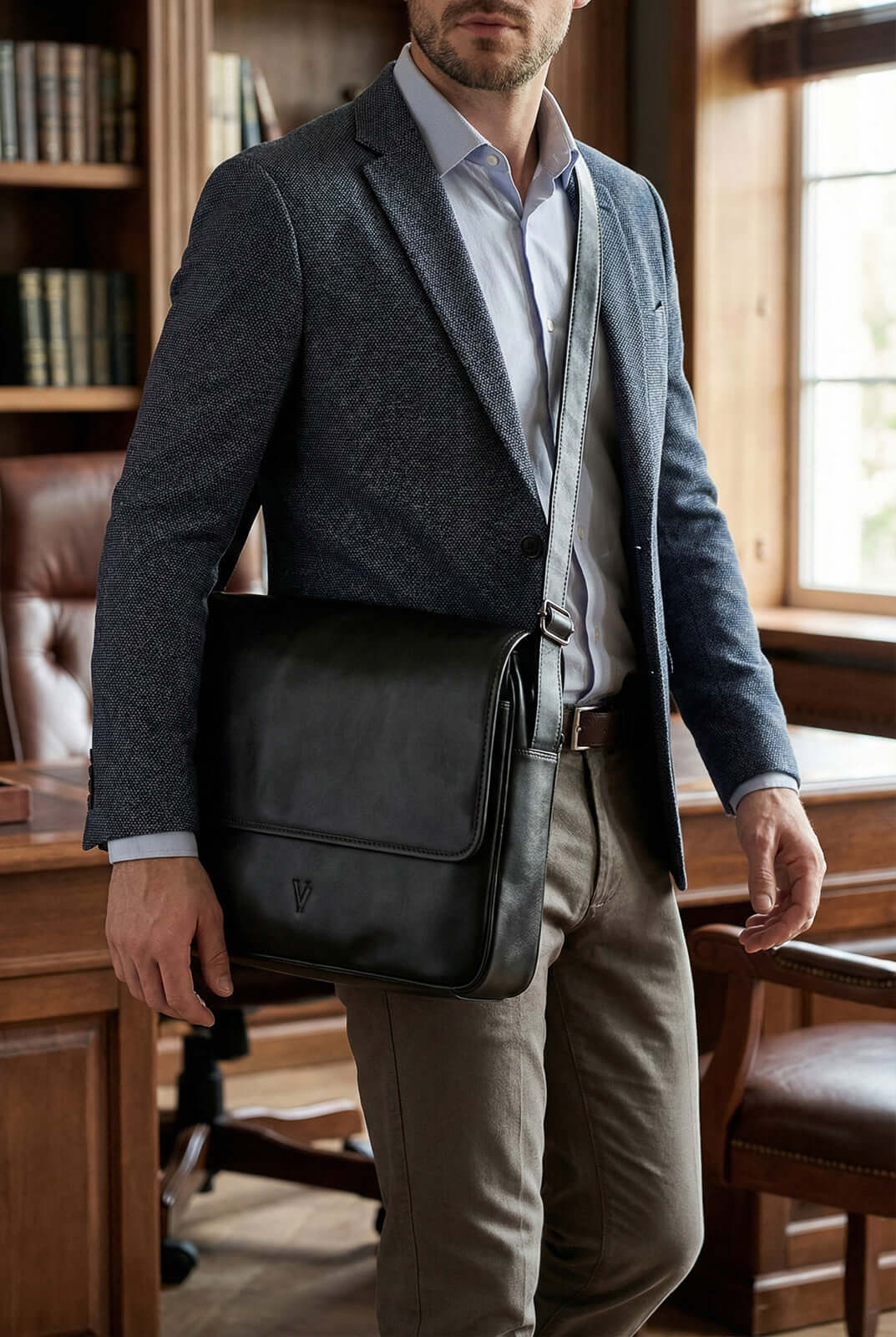 Pasta carteiro para notebook em couro italiano Cassio - Enluaze