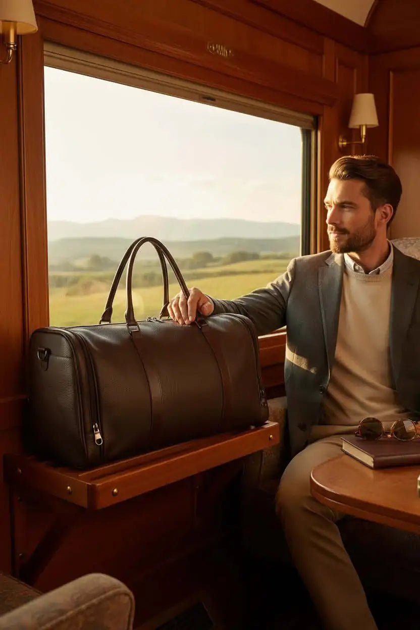 Mala para viagem em couro floater Magnus - Enluaze