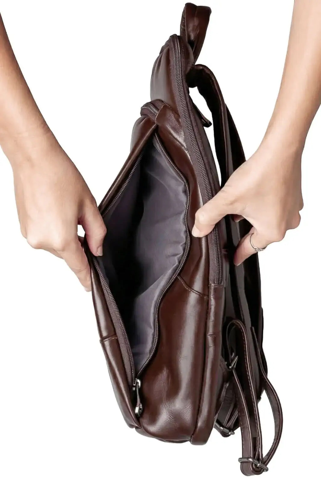Mochila masculina slim para notebook couro italiano Otávio - Enluaze