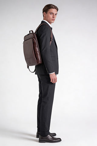 Mochila masculina slim para notebook couro italiano Otávio