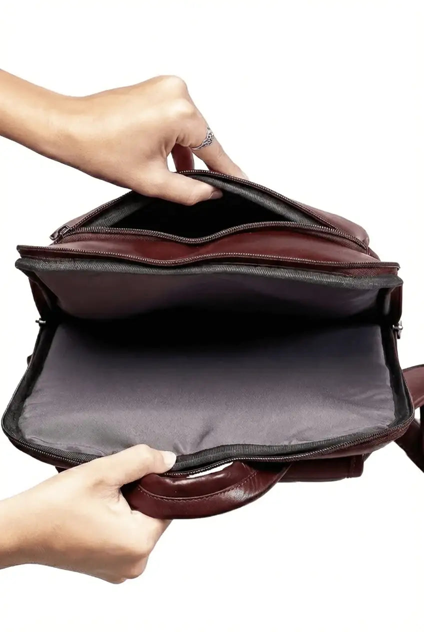 Mochila masculina slim para notebook couro italiano Otávio - Enluaze