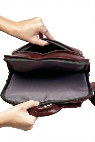 Mochila masculina slim para notebook couro italiano Otávio