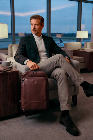 Mochila masculina slim para notebook couro italiano Otávio