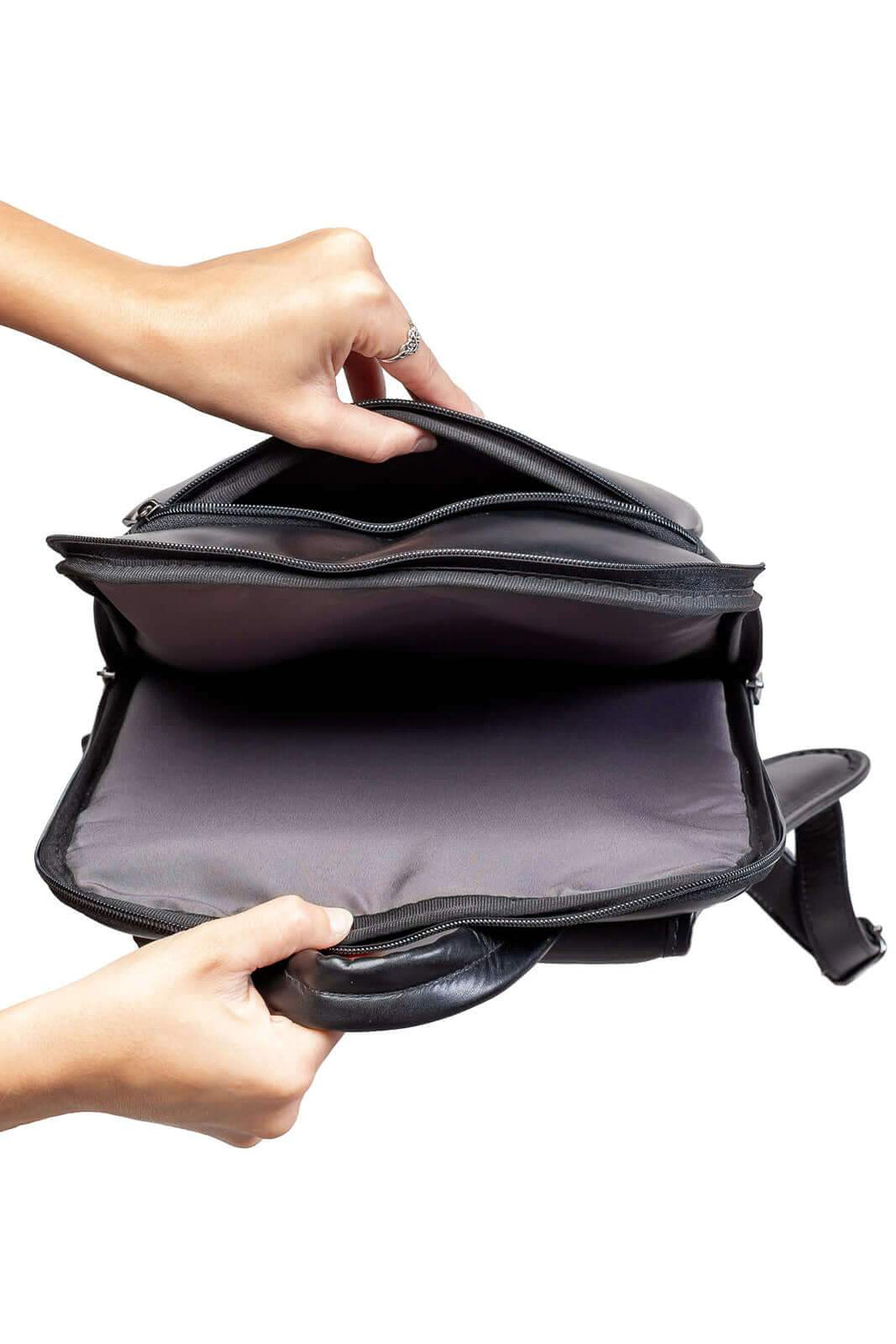 Mochila masculina slim para notebook couro italiano Otávio - Enluaze