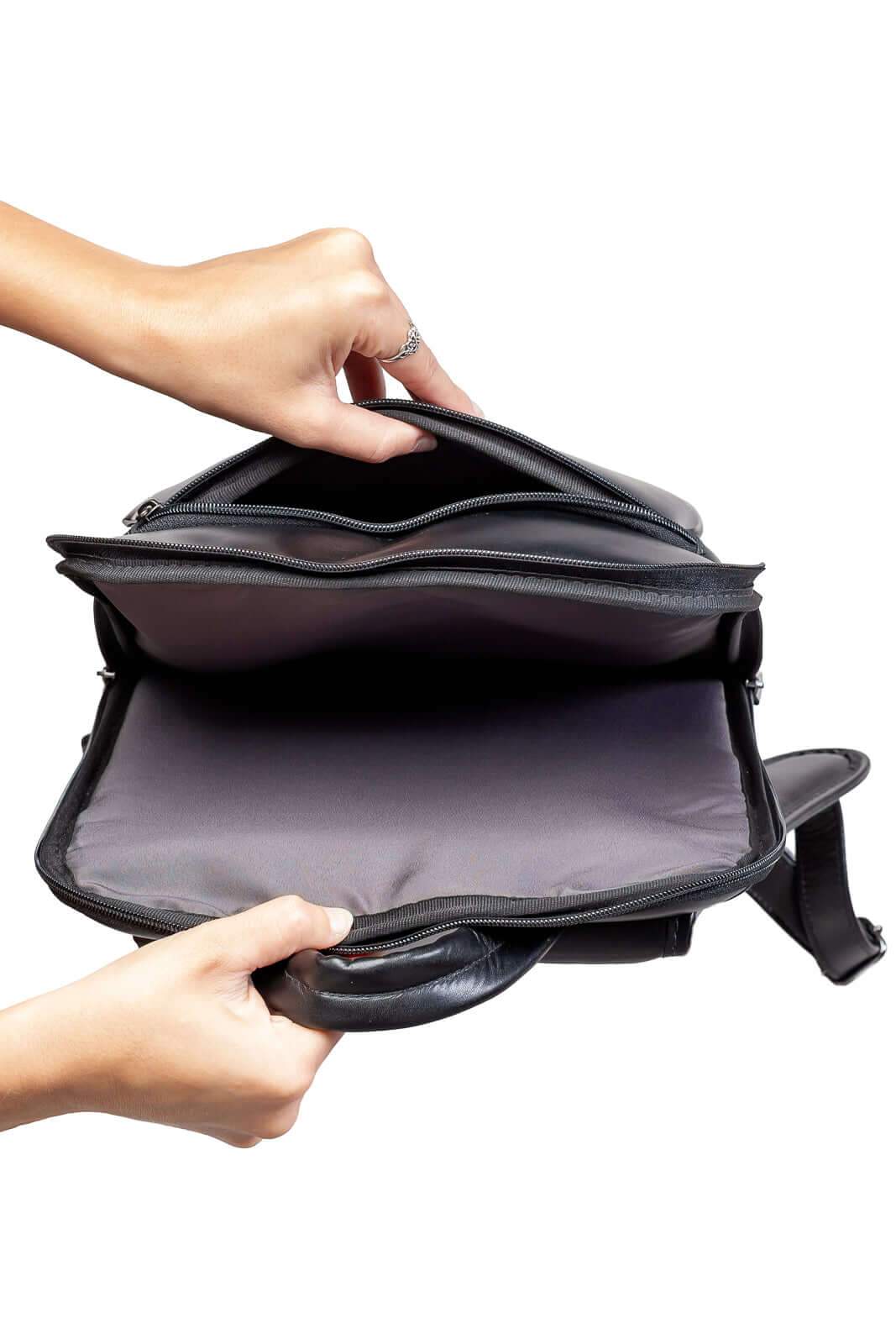 Mochila masculina slim para notebook couro italiano Otávio - Enluaze