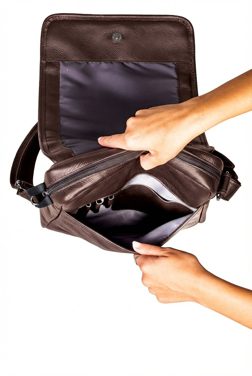 Bolsa carteiro masculina em couro floater Benício - Enluaze