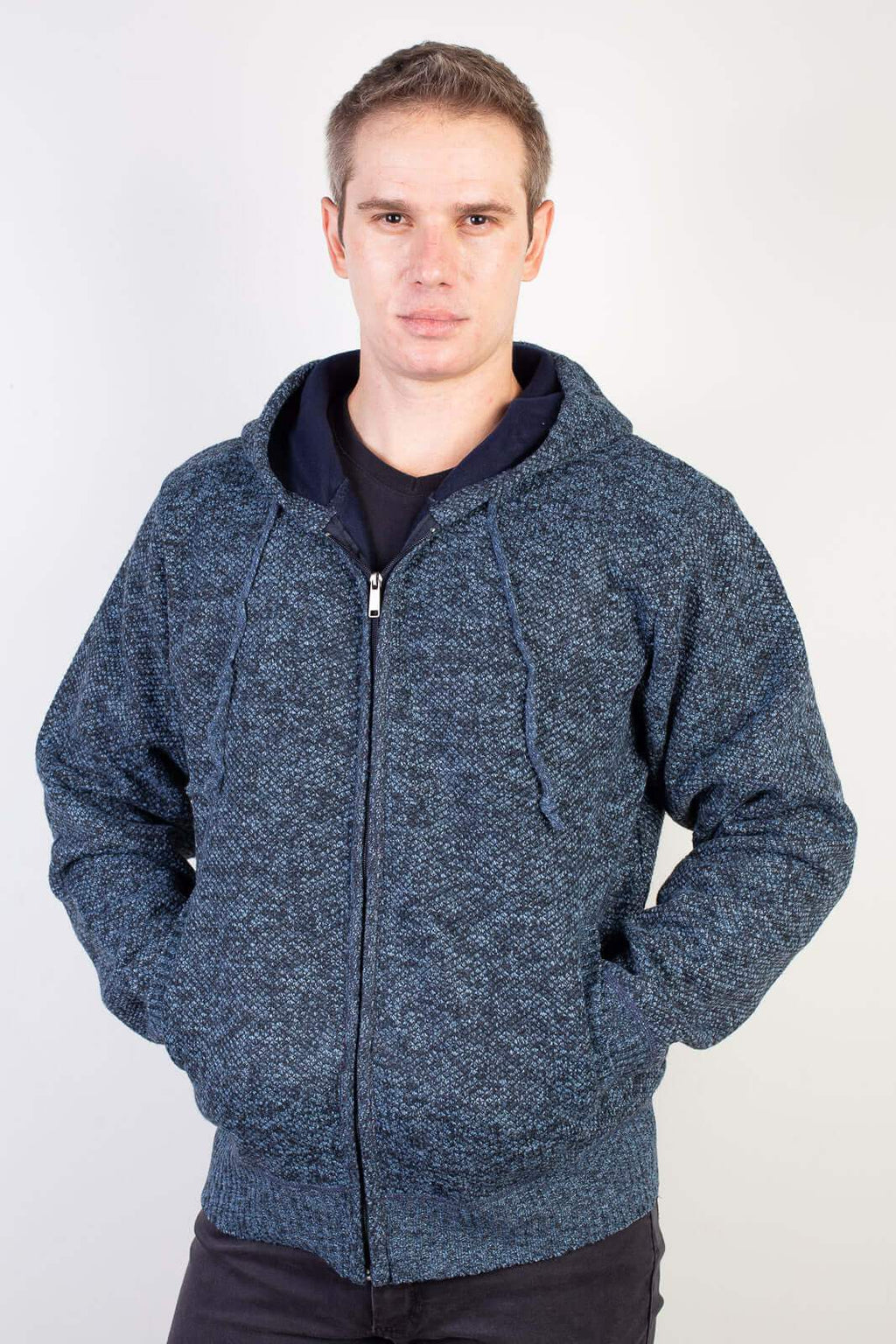 Jaqueta de malha térmica masculina com capuz 90149 - Enluaze