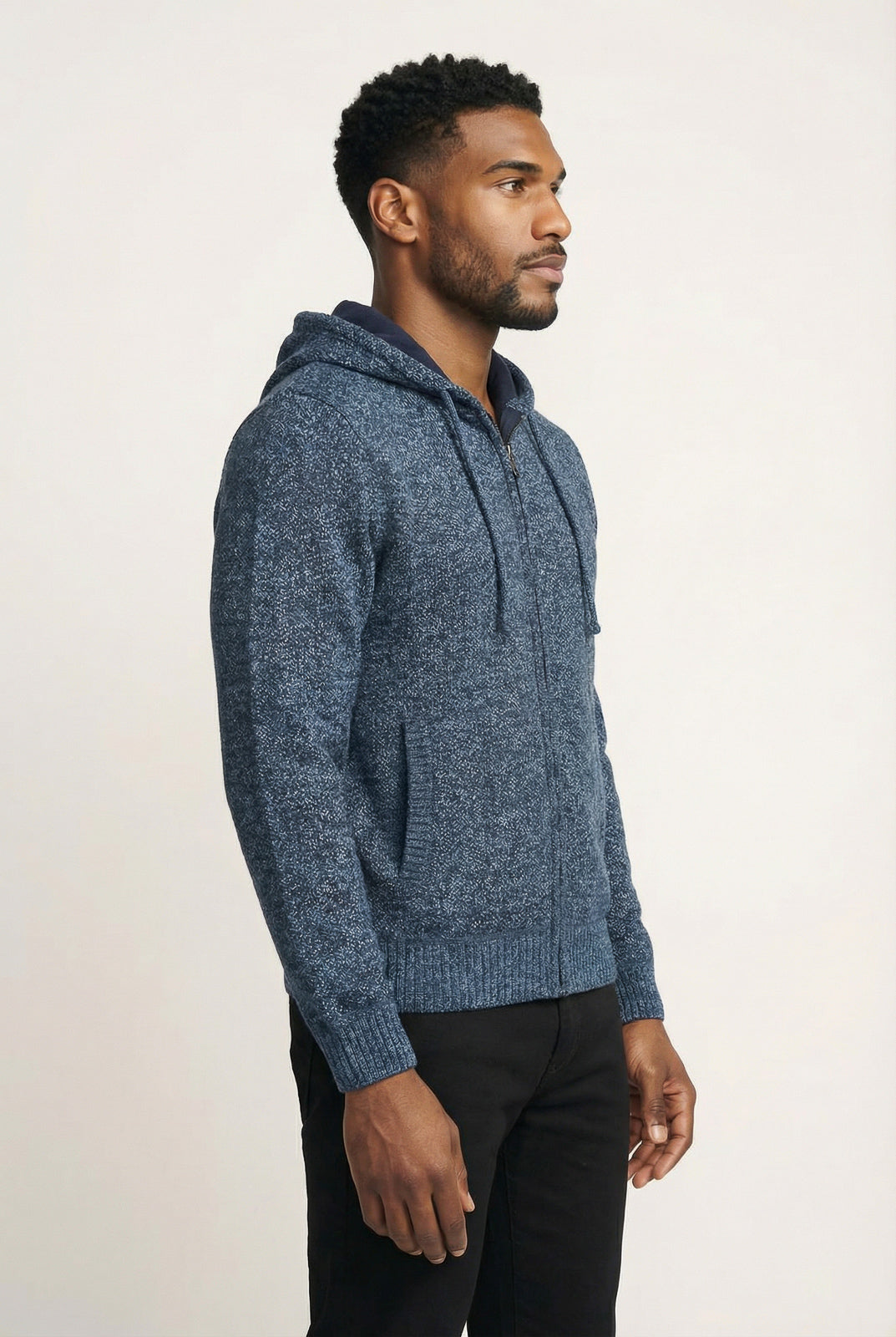 Jaqueta de malha térmica masculina com capuz 90149