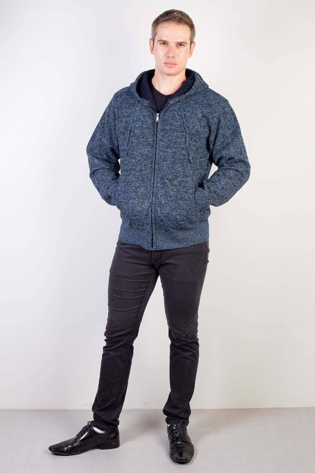 Jaqueta de malha térmica masculina com capuz 90149 - Enluaze