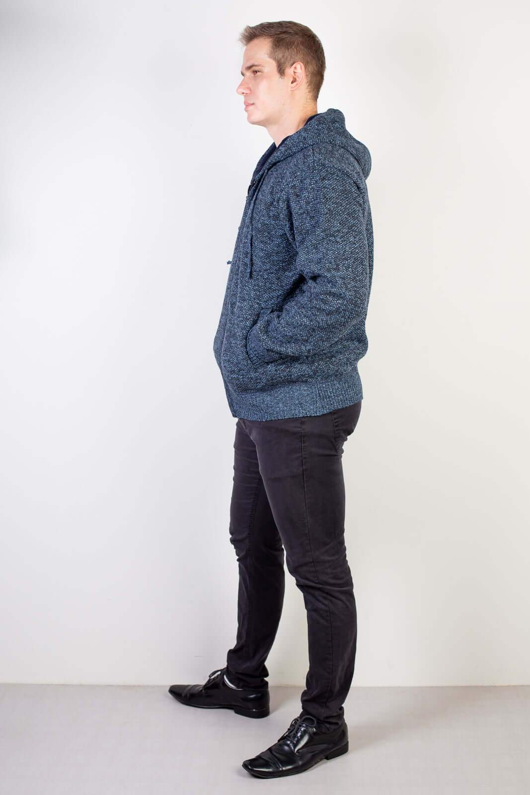 Jaqueta de malha térmica masculina com capuz 90149 - Enluaze