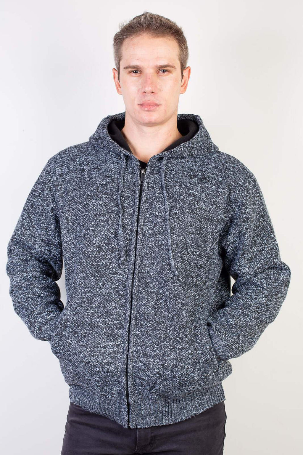 Jaqueta de malha térmica masculina com capuz 90149 - Enluaze