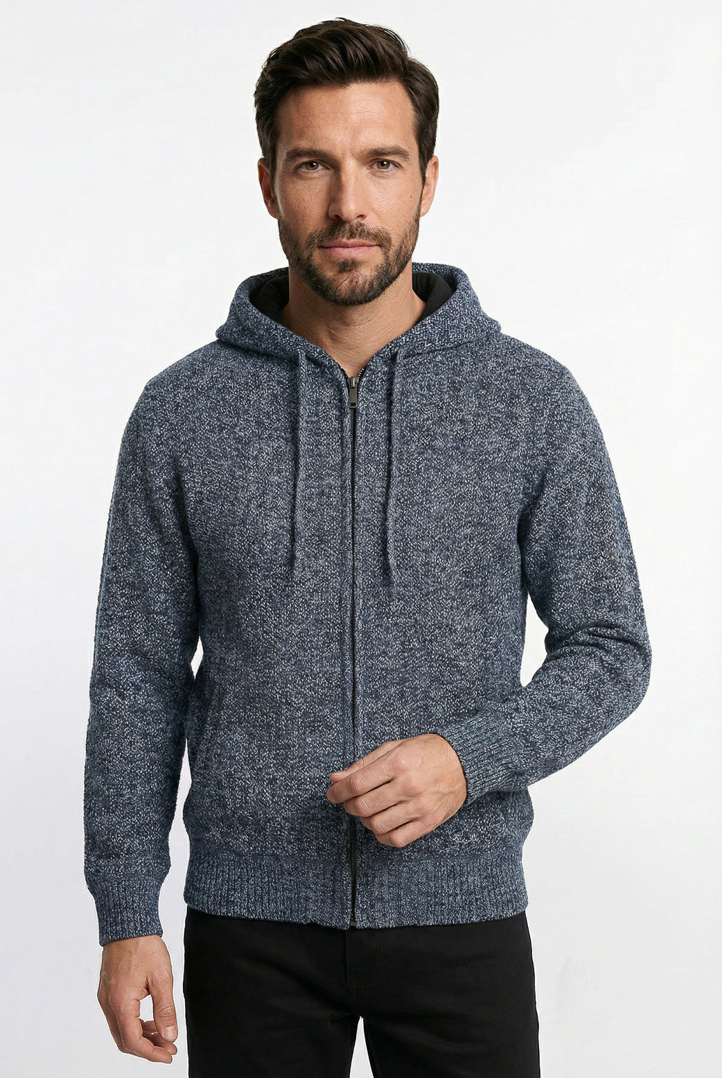 Jaqueta de malha térmica masculina com capuz 90149