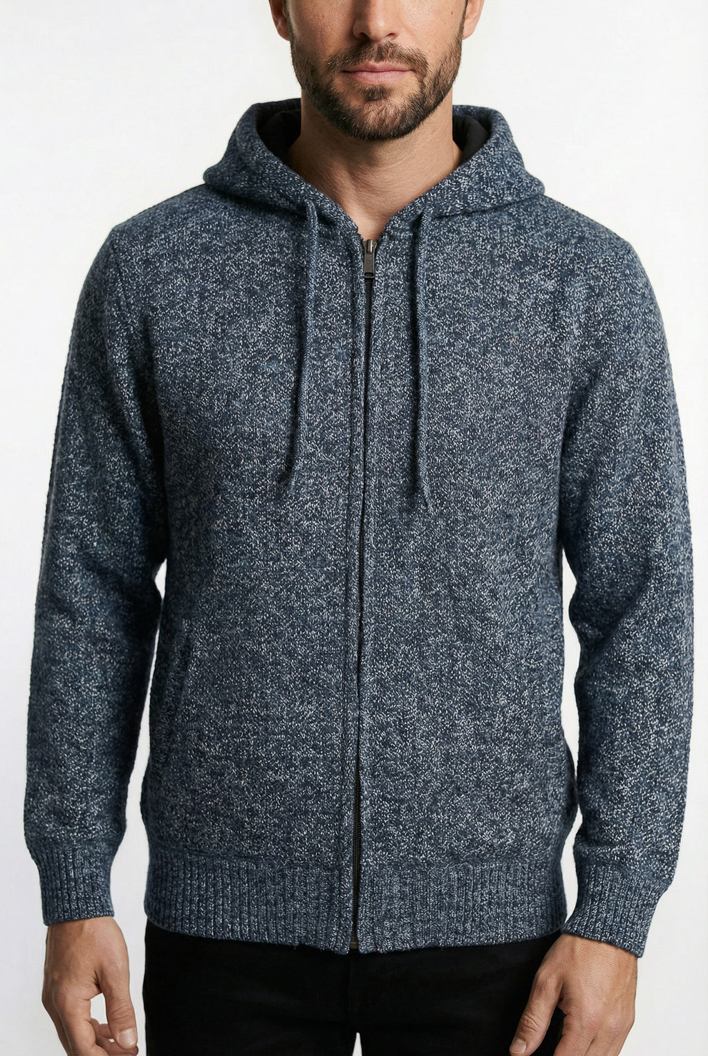 Jaqueta de malha térmica masculina com capuz 90149