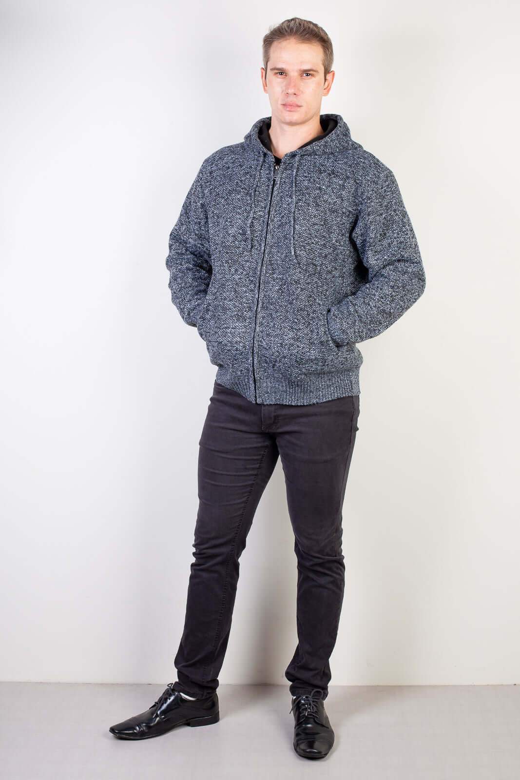 Jaqueta de malha térmica masculina com capuz 90149 - Enluaze