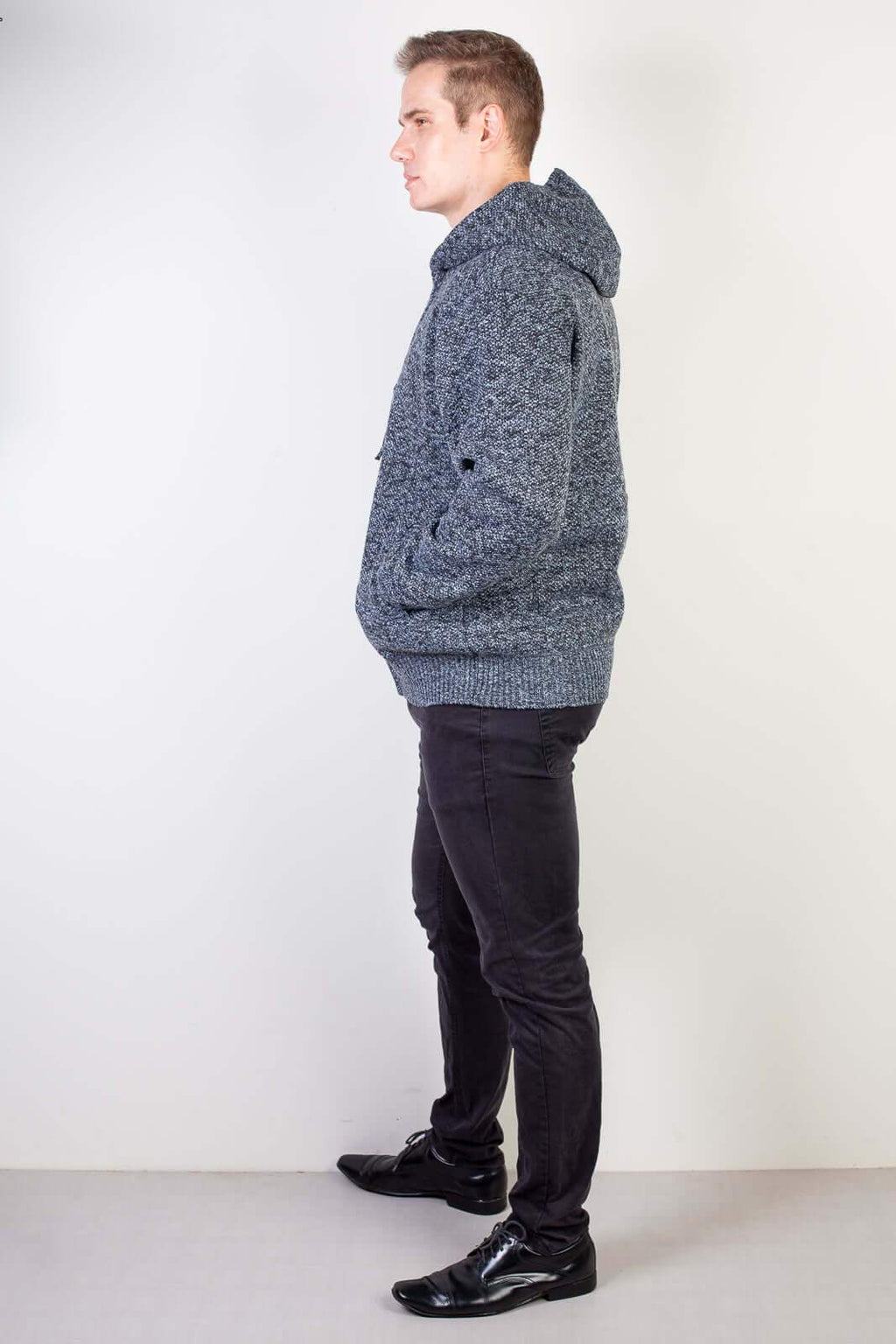 Jaqueta de malha térmica masculina com capuz 90149 - Enluaze