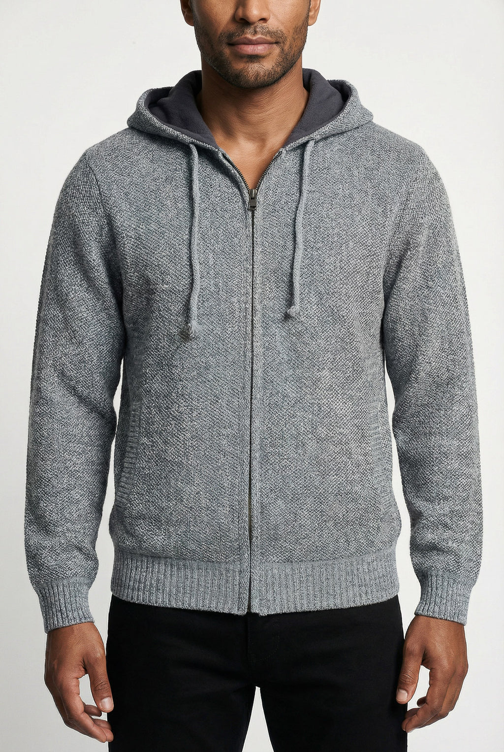 Jaqueta de malha térmica masculina com capuz 90149