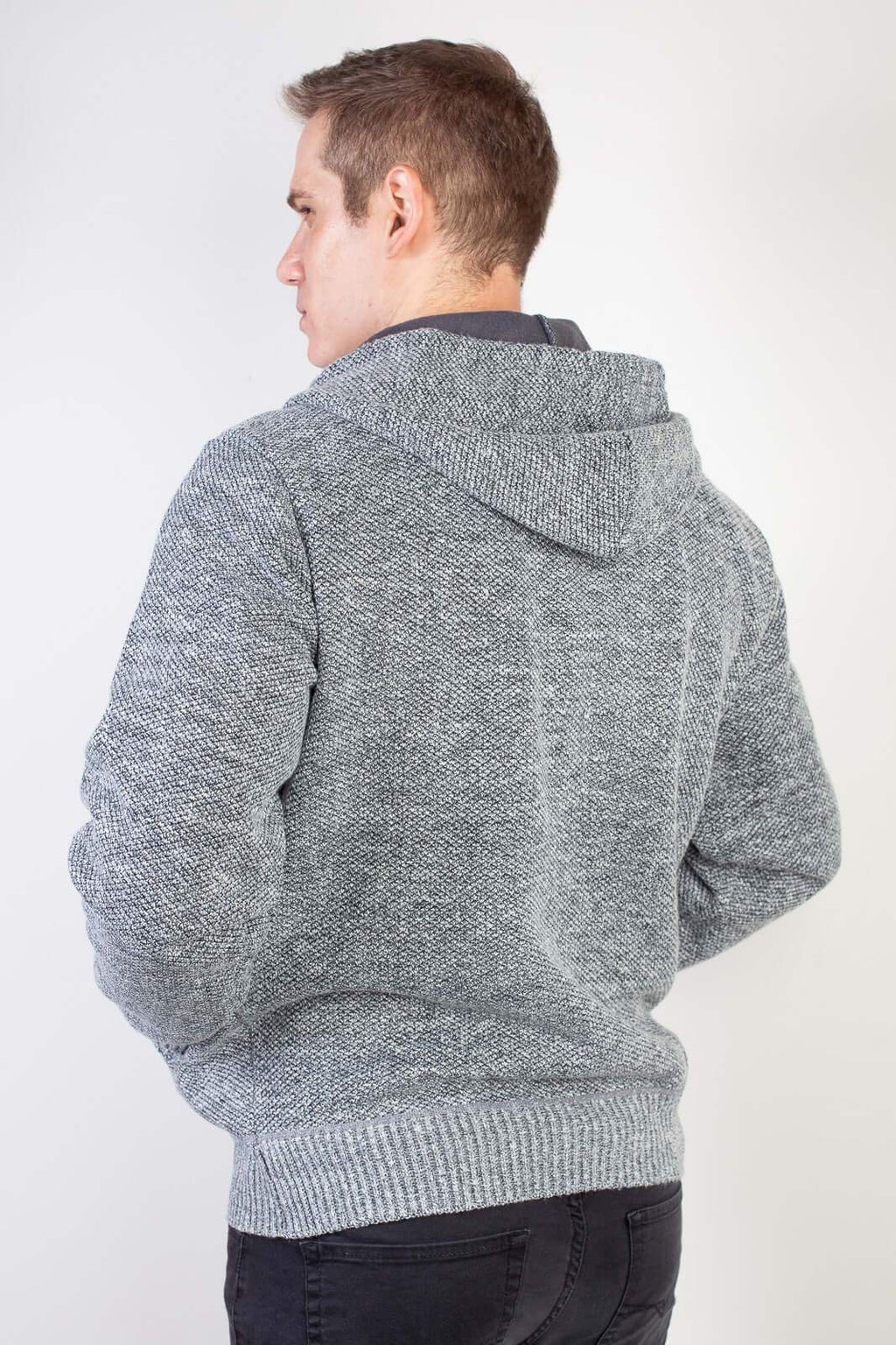 Jaqueta de malha térmica masculina com capuz 90149 - Enluaze