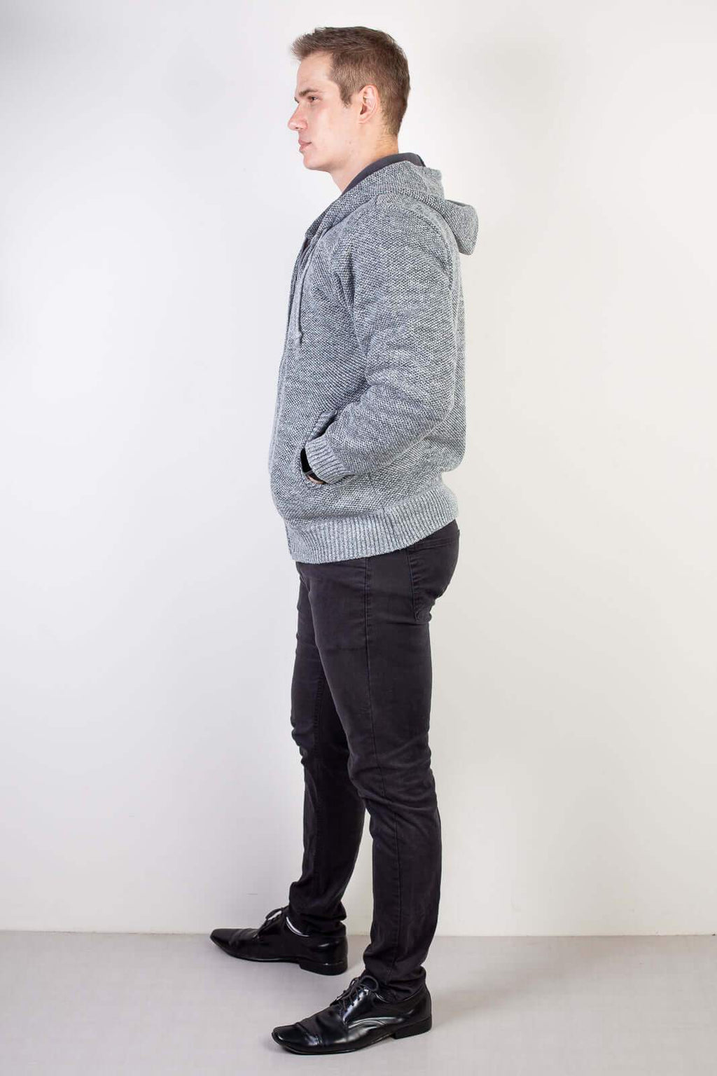 Jaqueta de malha térmica masculina com capuz 90149 - Enluaze