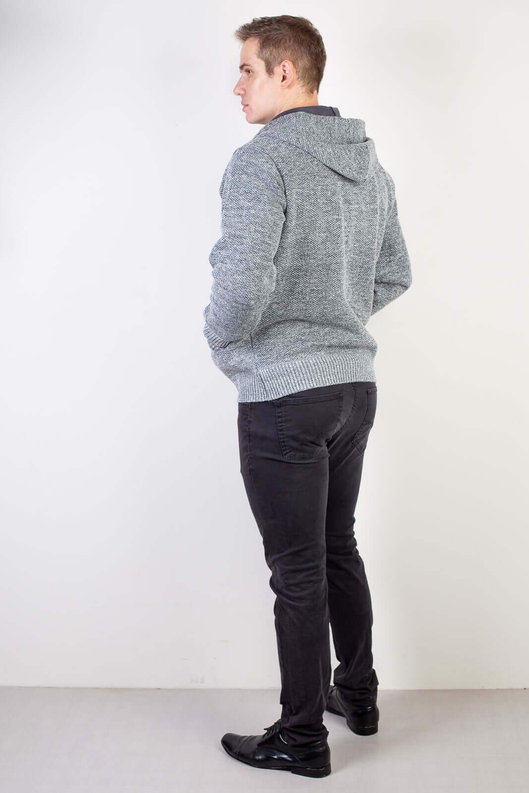 Jaqueta de malha térmica masculina com capuz 90149 - Enluaze