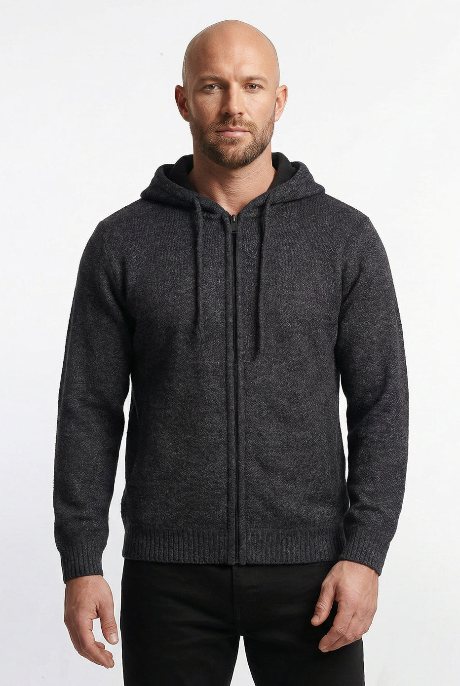 Jaqueta de malha térmica masculina com capuz 90149