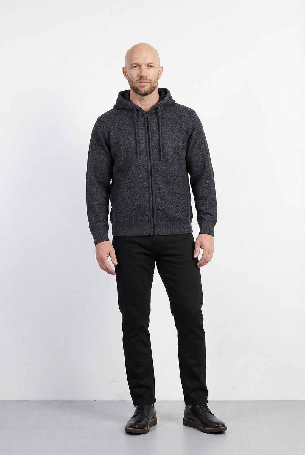 Jaqueta de malha térmica masculina com capuz 90149