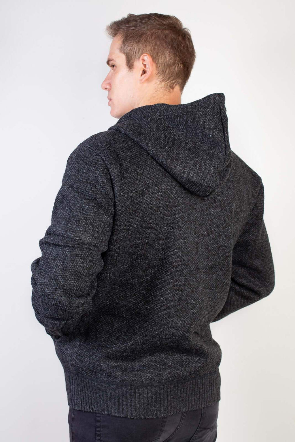 Jaqueta de malha térmica masculina com capuz 90149 - Enluaze