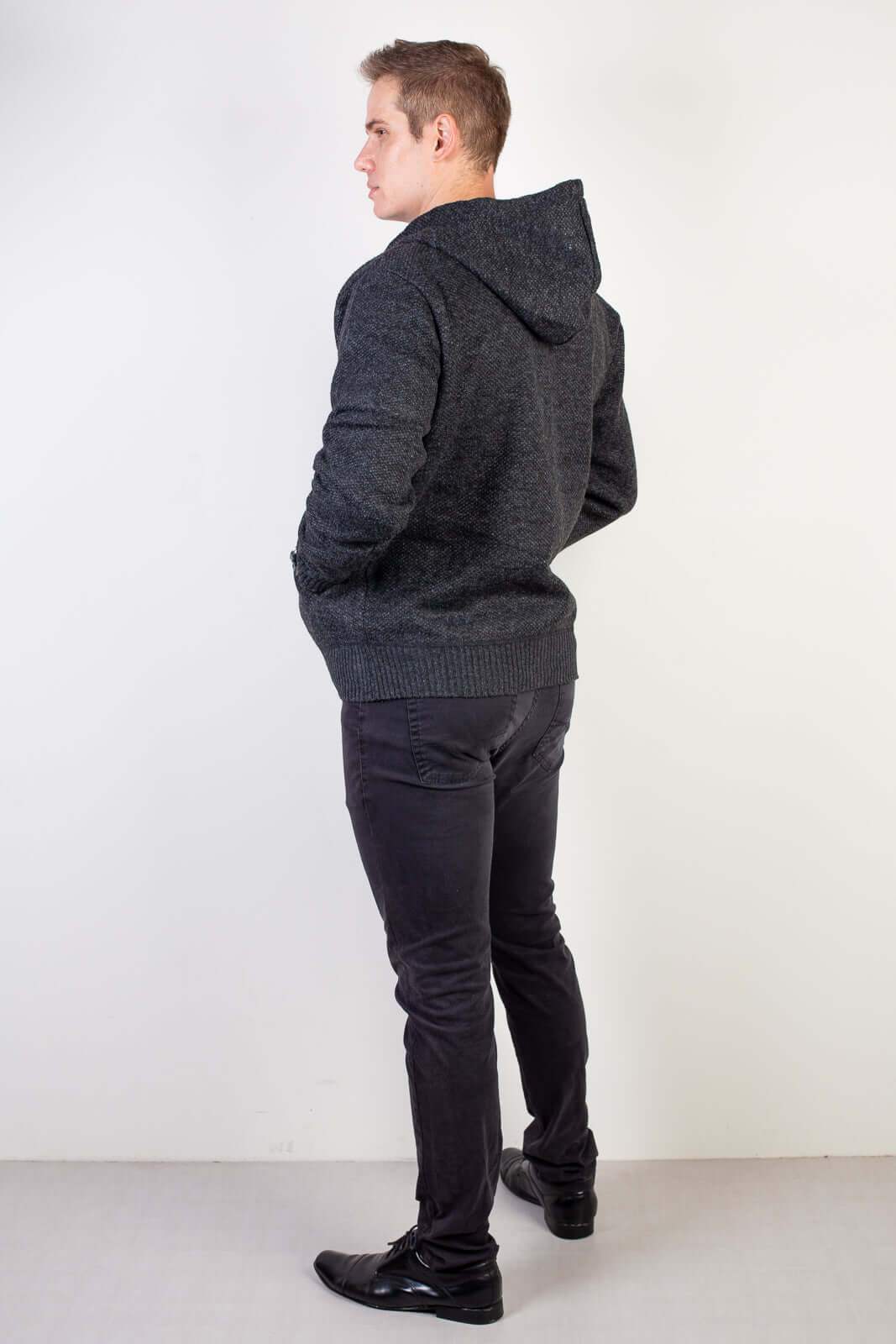 Jaqueta de malha térmica masculina com capuz 90149 - Enluaze