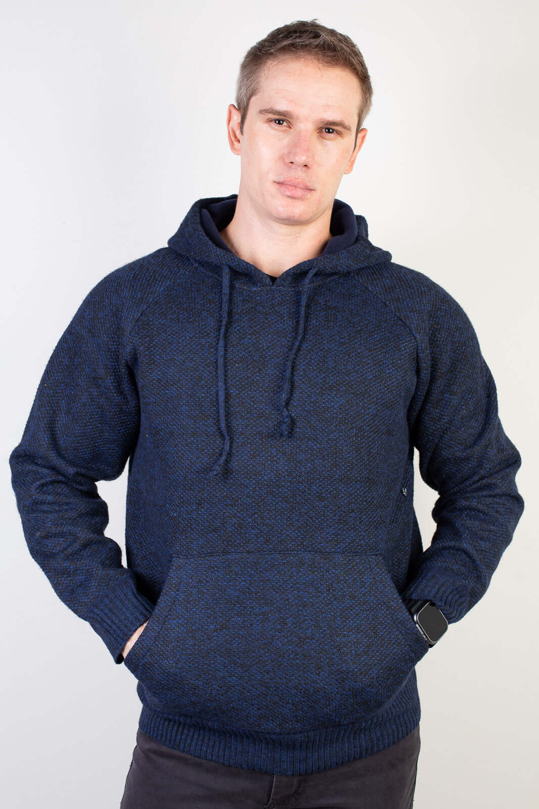 Blusão grosso de malha masculino com capuz 90150 - Enluaze