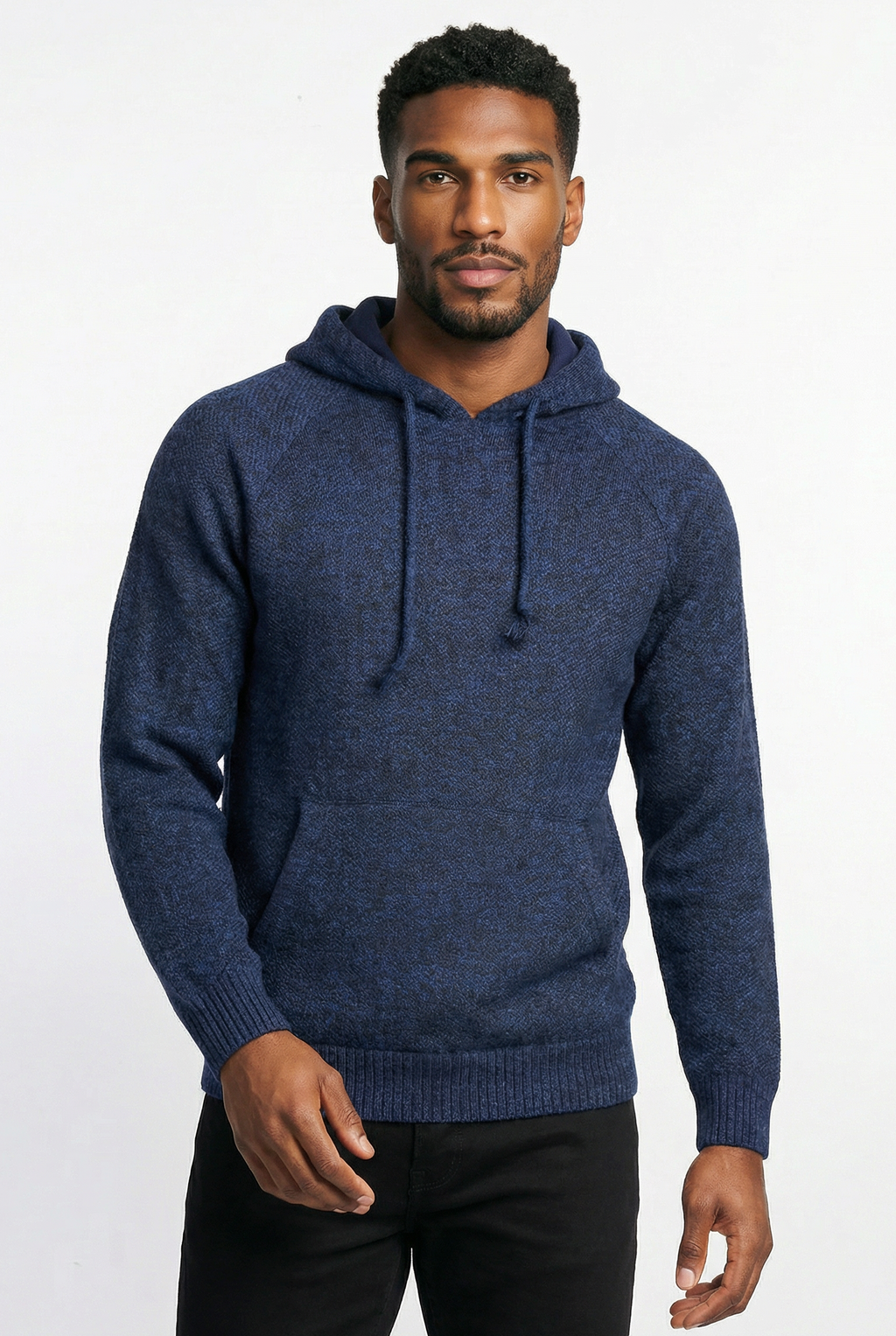 Blusão grosso de malha masculino com capuz 90150