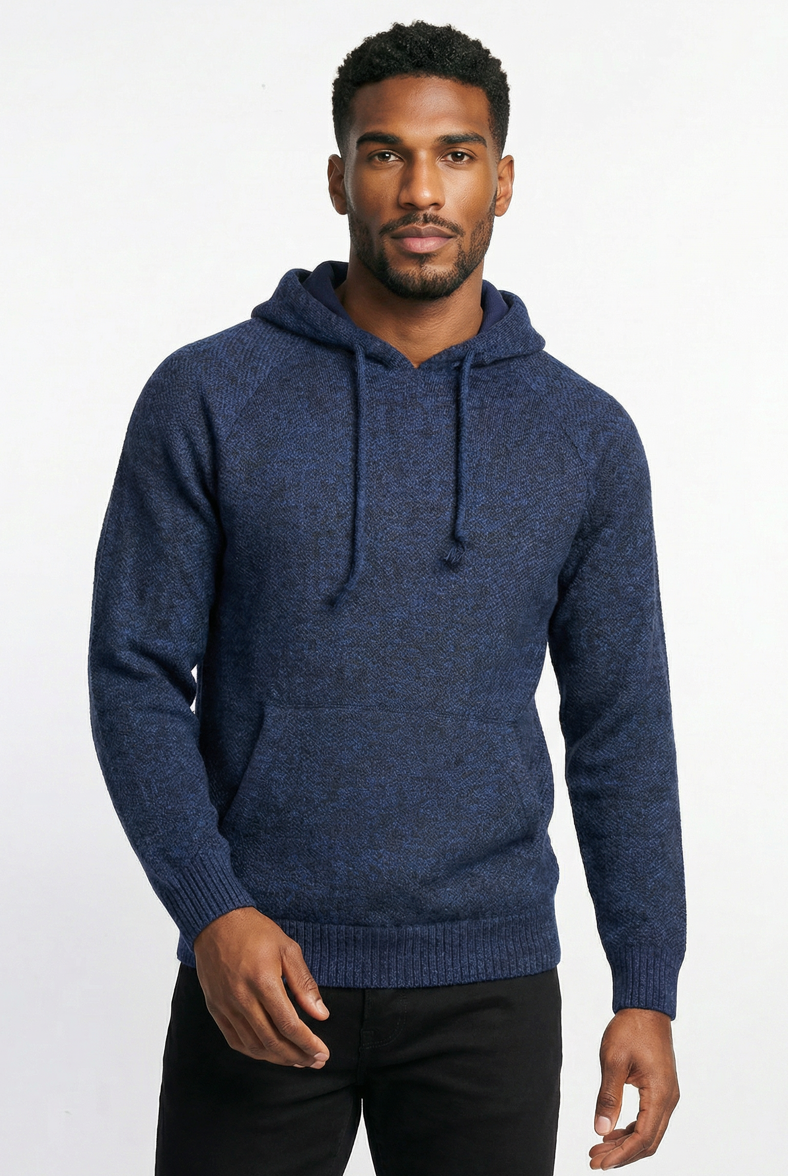 Blusão grosso de malha masculino com capuz 90150