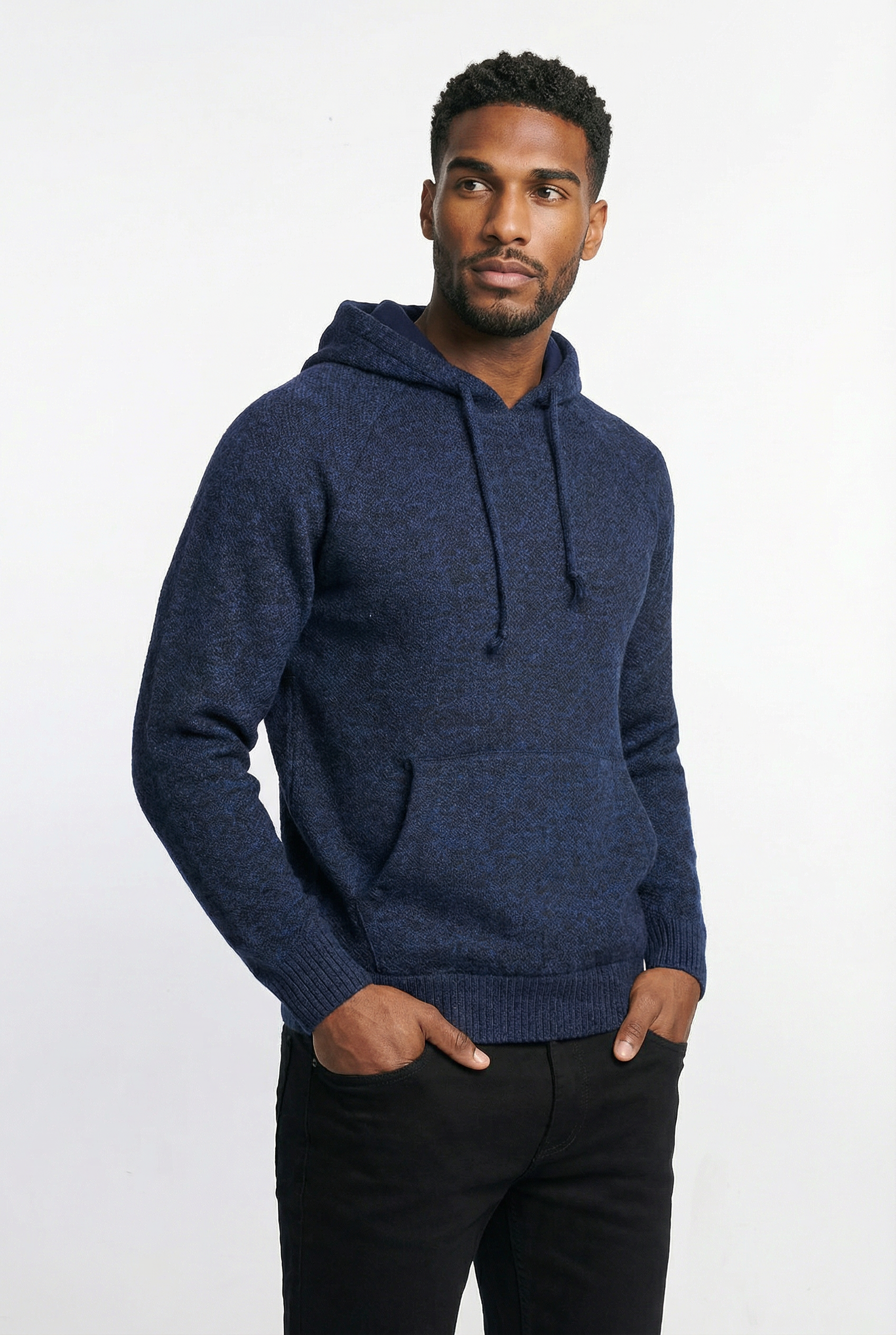 Blusão grosso de malha masculino com capuz 90150