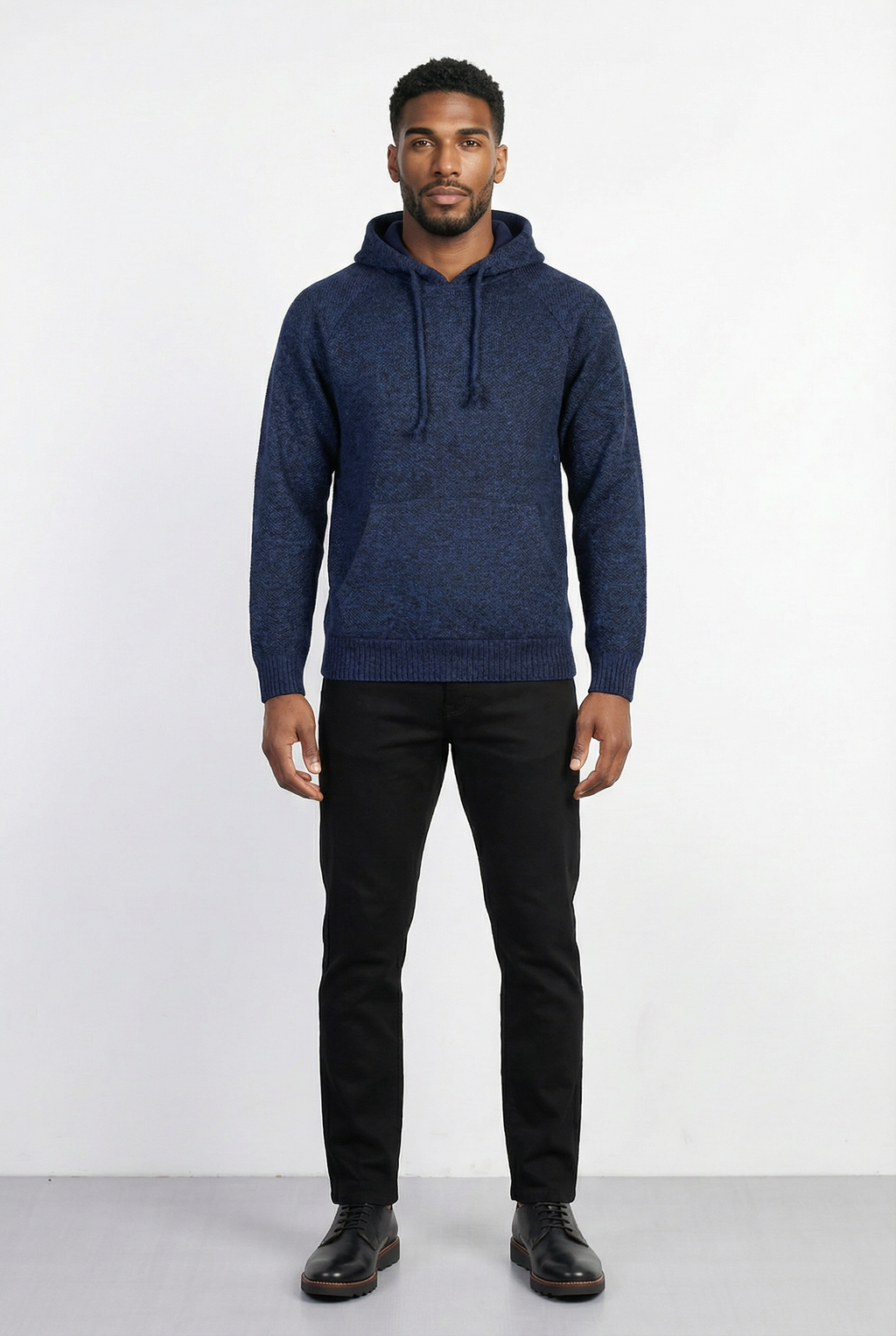 Blusão grosso de malha masculino com capuz 90150