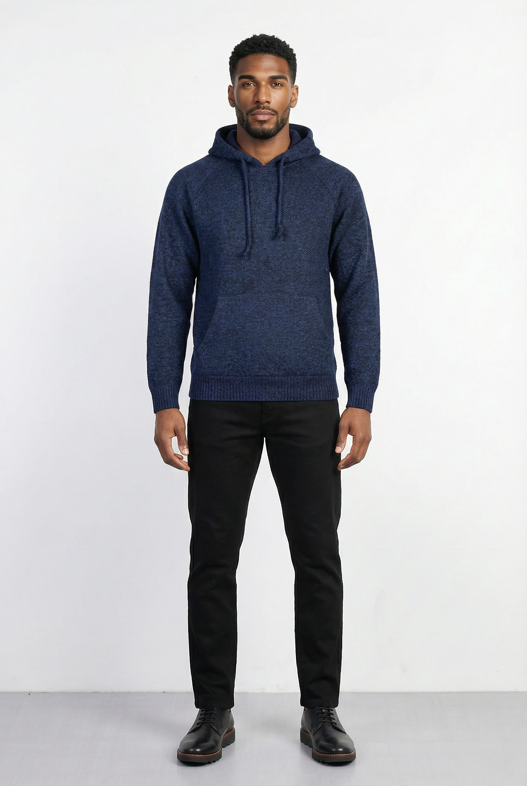 Blusão grosso de malha masculino com capuz 90150