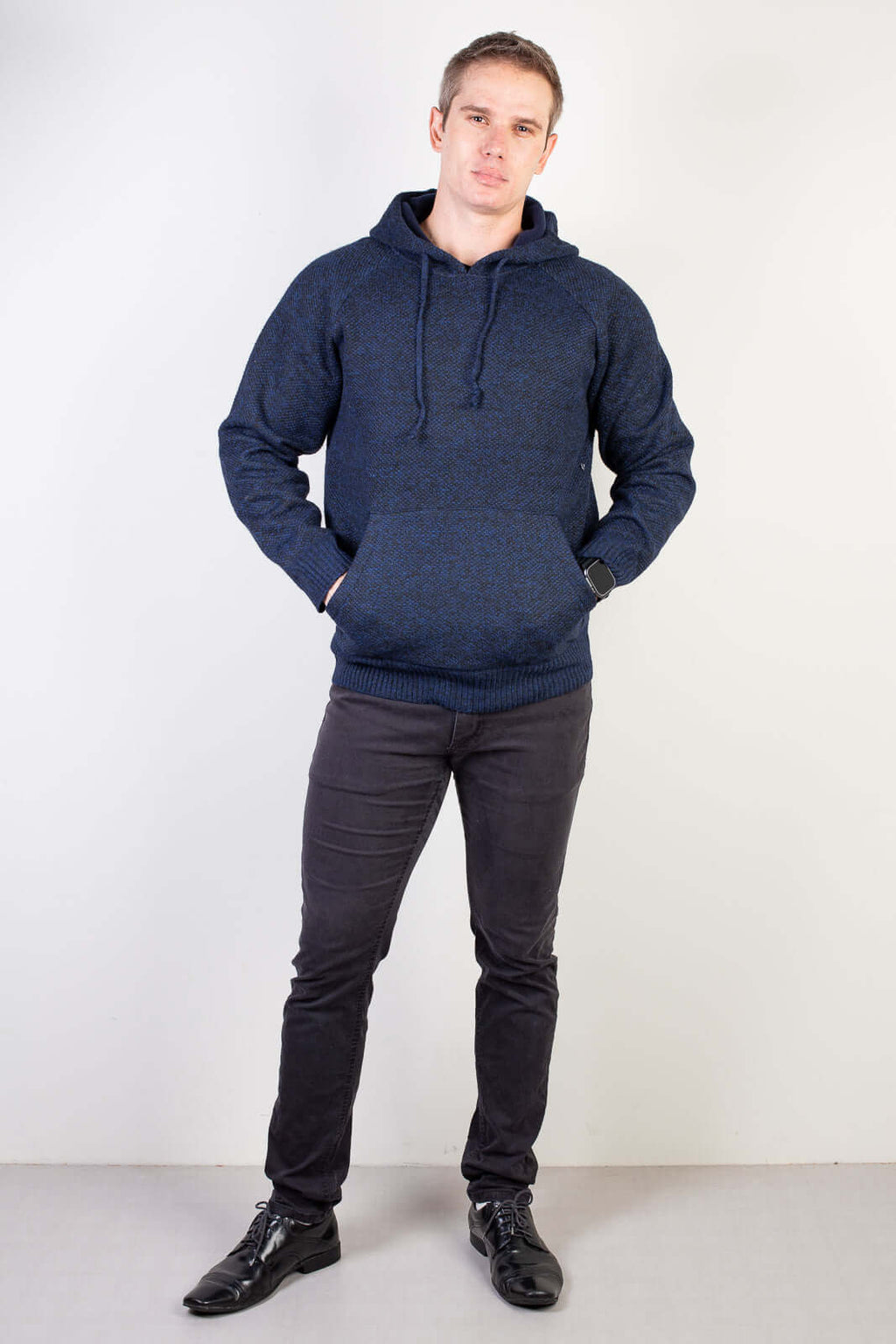 Blusão grosso de malha masculino com capuz 90150 - Enluaze