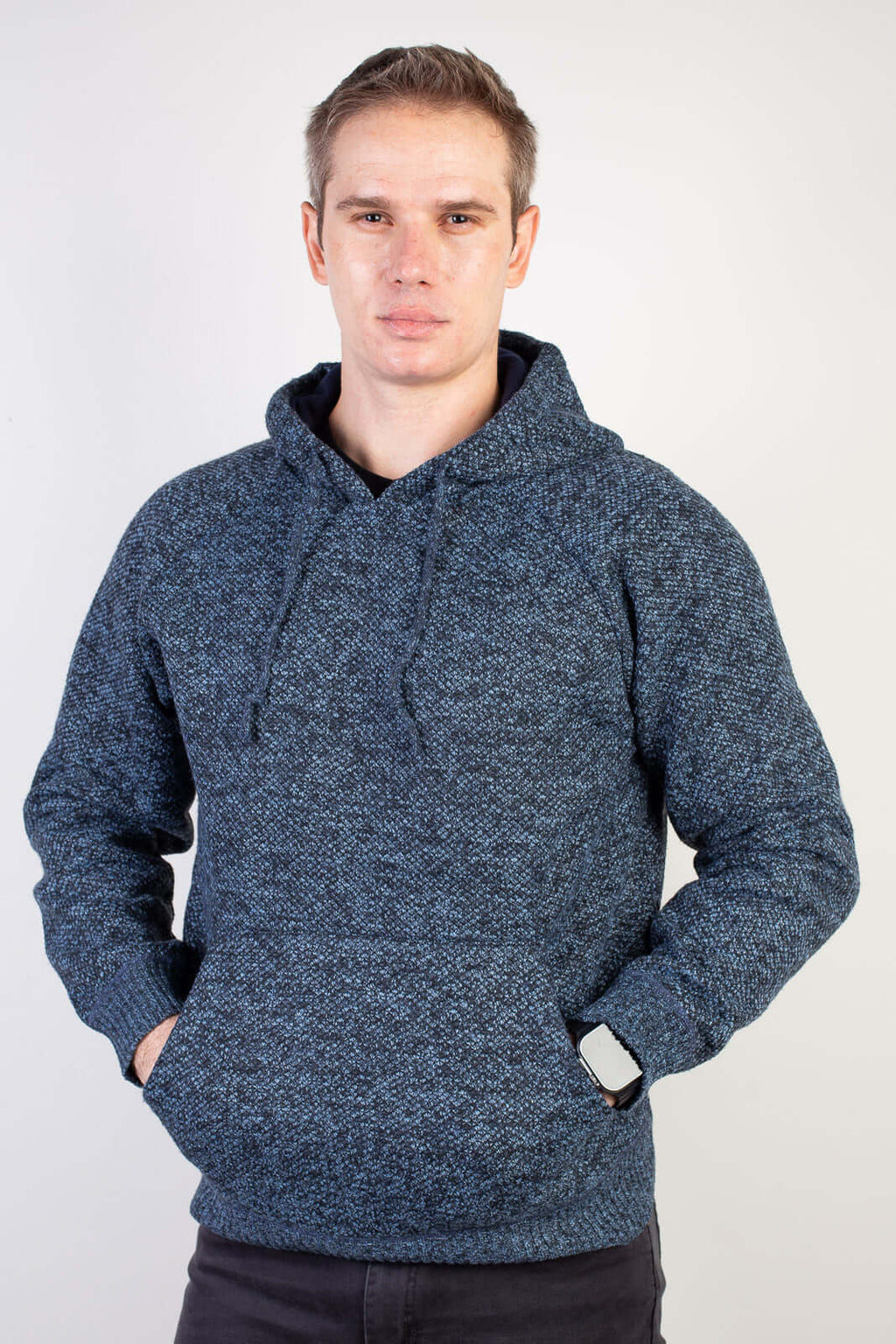 Blusão grosso de malha masculino com capuz 90150 - Enluaze