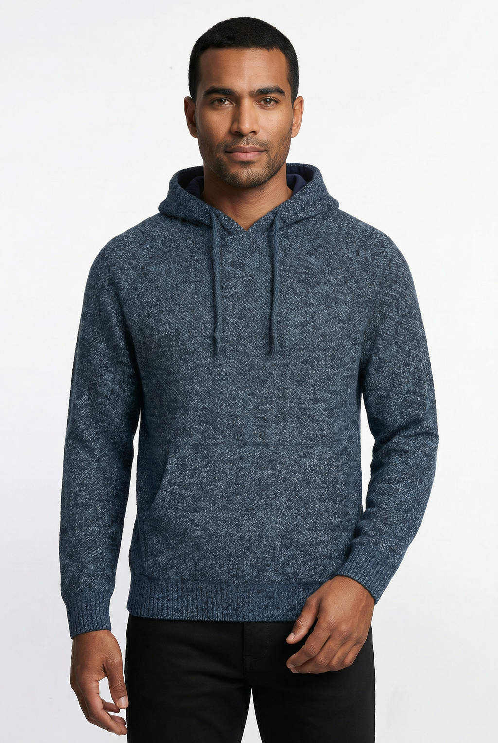 Blusão grosso de malha masculino com capuz 90150